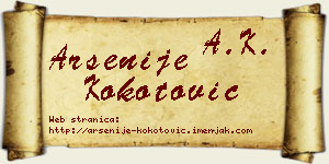 Arsenije Kokotović vizit kartica